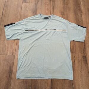 Y2K Point Zero Men's XL Shirt Skate Surf Ski Grunge Stripe‎ Light Blue